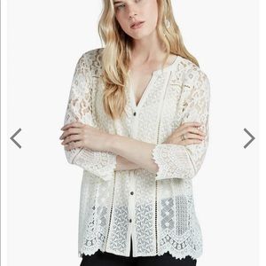 Lucky Brand Lace Cream blouse mix lace